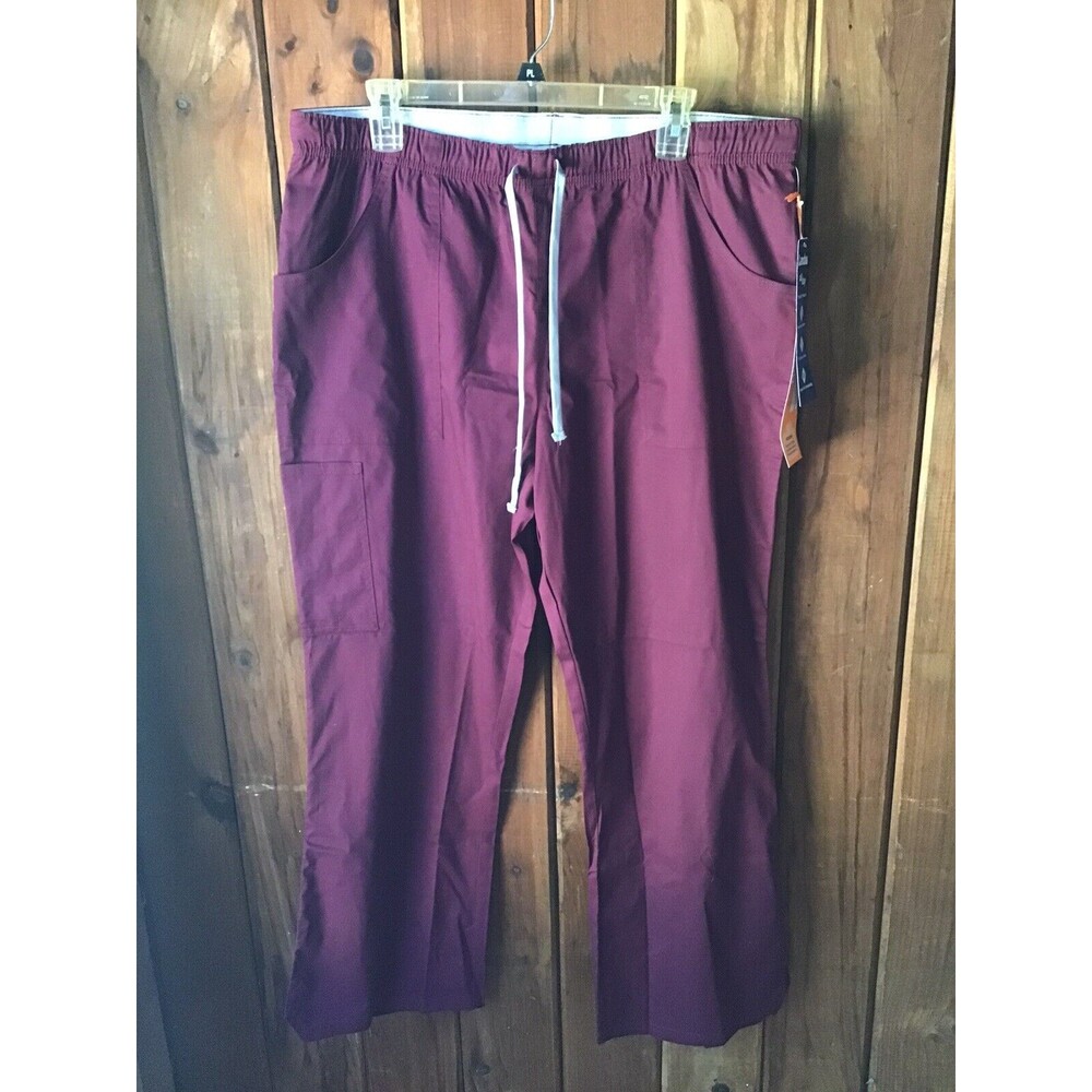 Landau Scrub Pants Unisex Size PL Burgundy Petite Large Modern Fit Pockets NWT